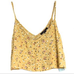 🌈Spaghetti Strap Floral Button Tank Crop Top-F21